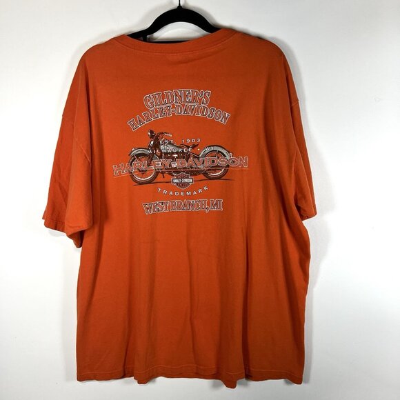 Harley Davidson West Branch Michigan Orange T-shirt Men’s Size XXL Motorcycle - Picture 5 of 8